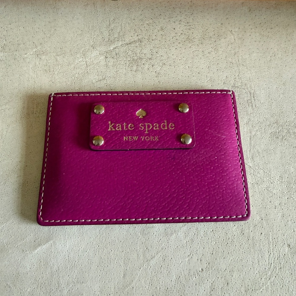 Kate Spade New York Leather Pink Card Holder Wallet